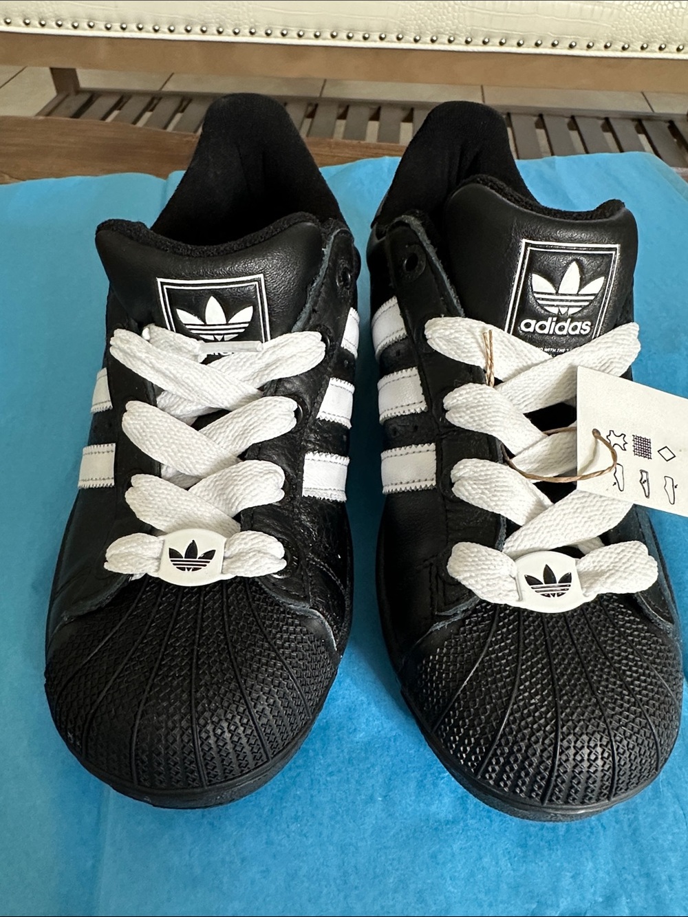 adidas Black and White Kids Superstar Sneakers